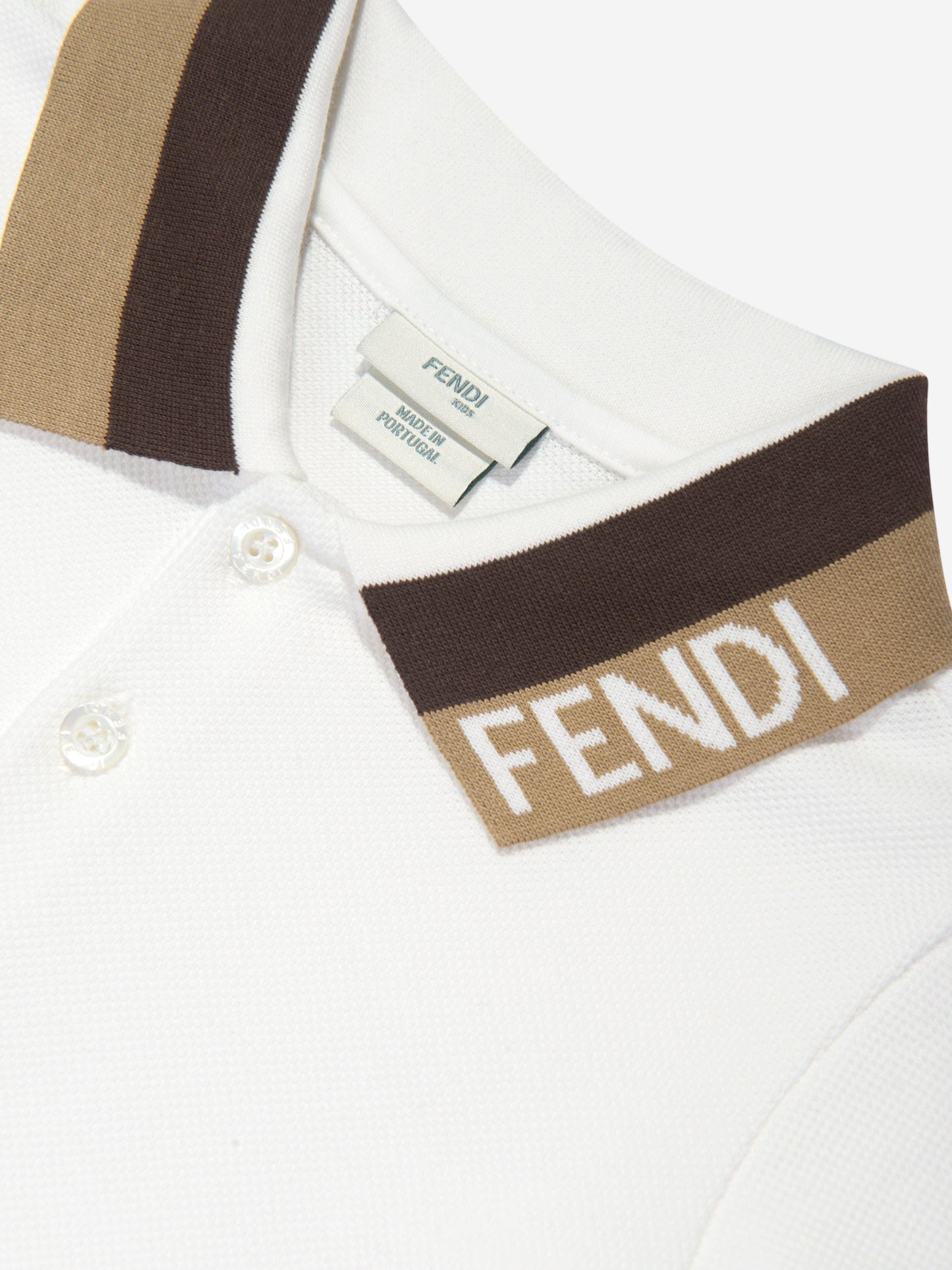 Fendi 男童白色徽标领 Polo 衫