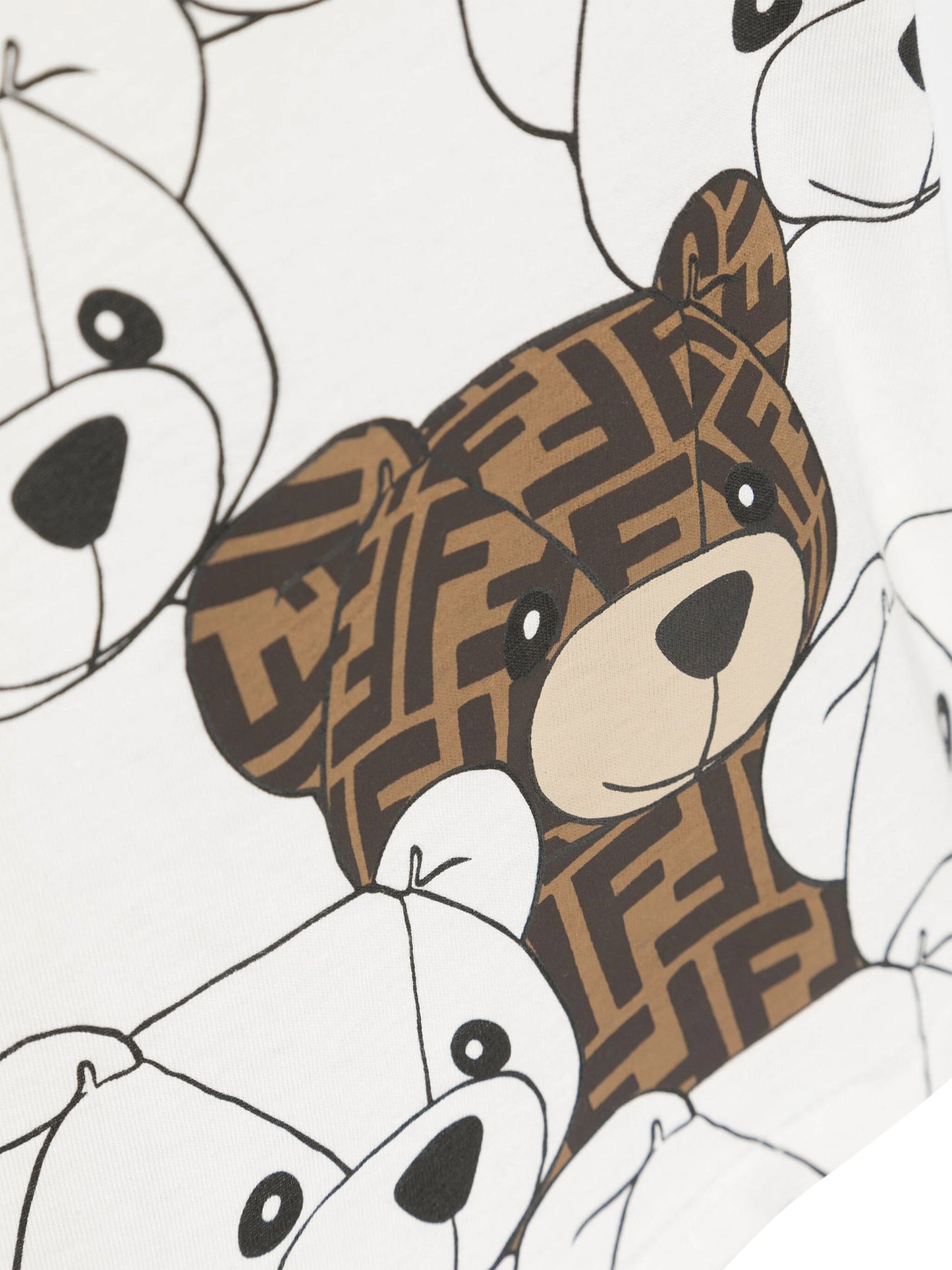 Fendi Baby FF Logo 泰迪熊 T 恤(白色)