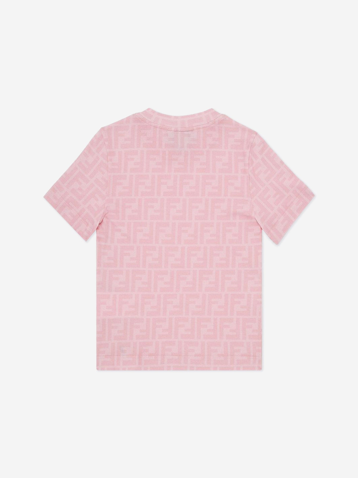 Fendi 女童 FF 徽标印花 T 恤(粉色)