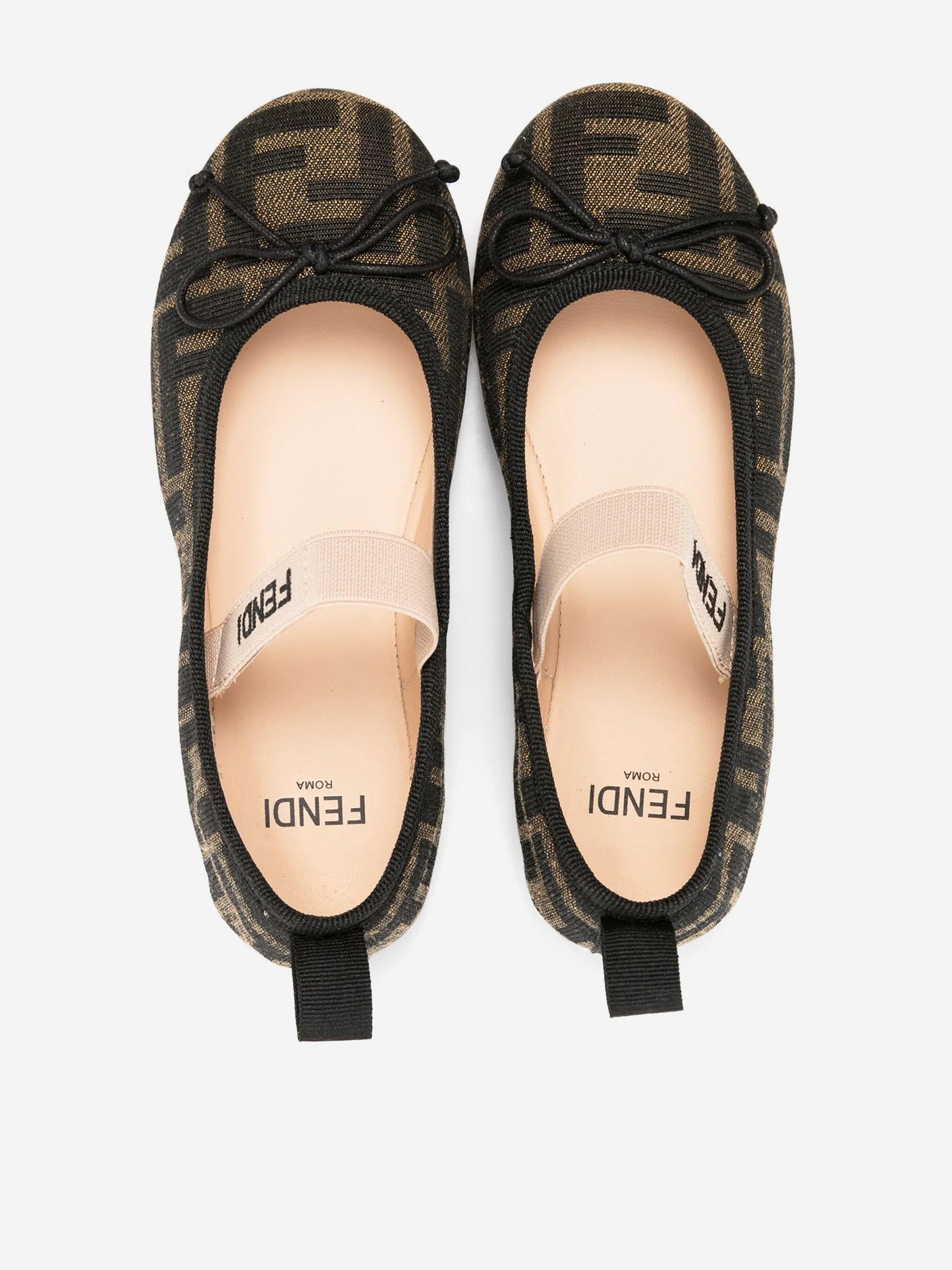 Fendi 女童 FF Logo 芭蕾舞鞋(棕色)