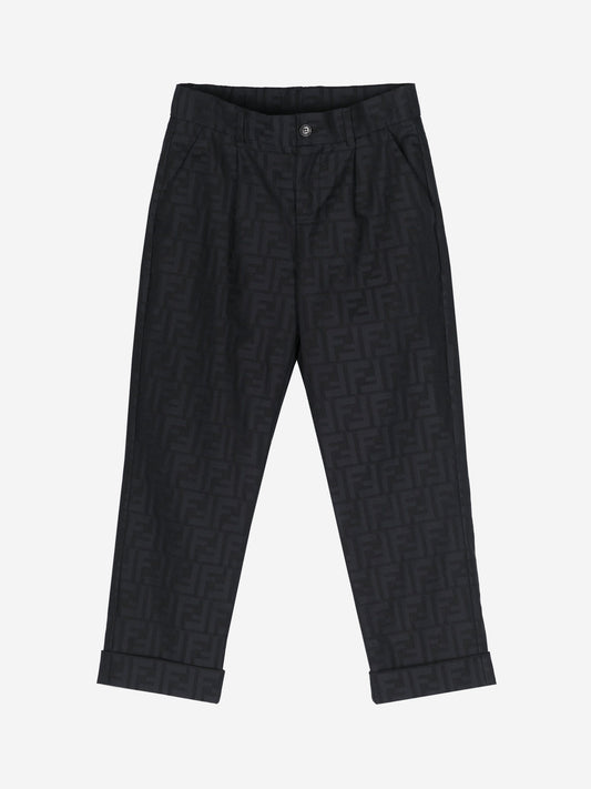 Fendi Boys FF 提花长裤(海军蓝)