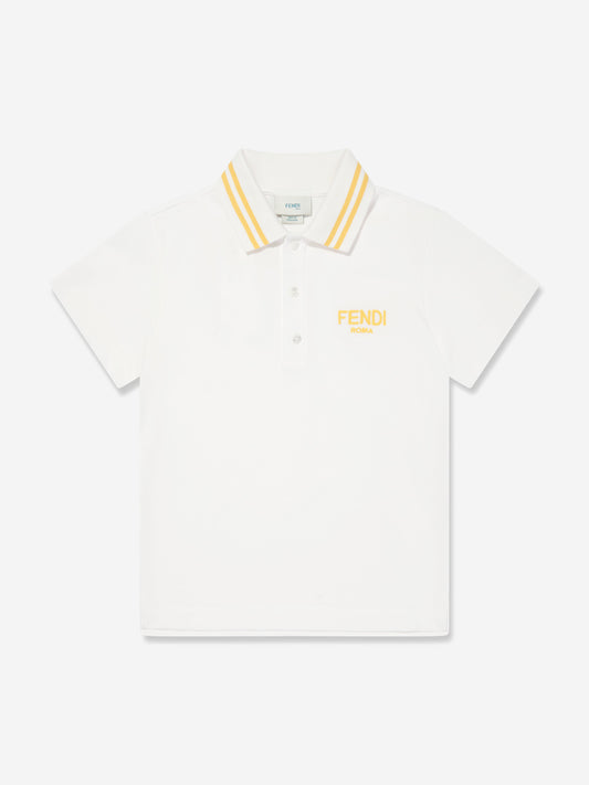 男童白色徽标 Polo 衫