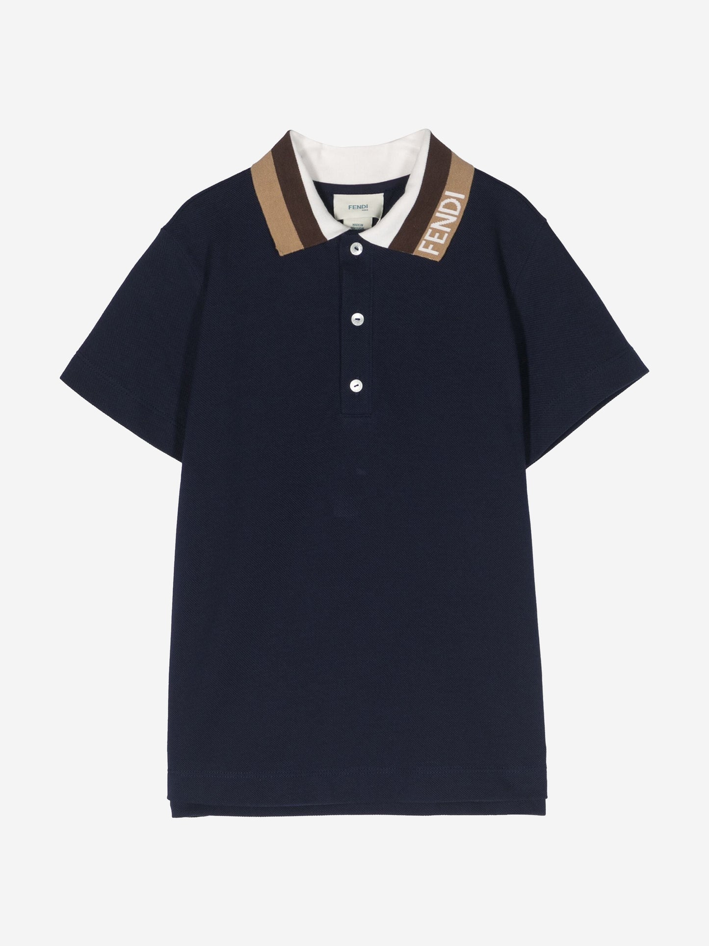 Fendi Boys FF Logo 海军蓝 Polo 衫