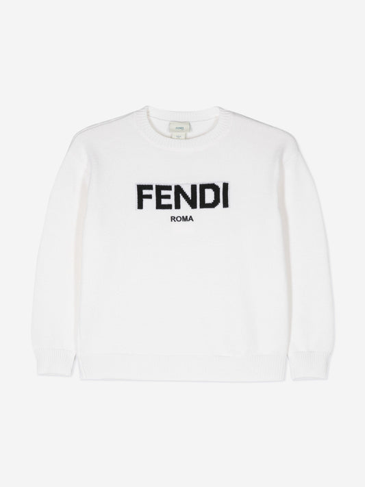 Fendi 儿童羊毛针织套衫(白色)