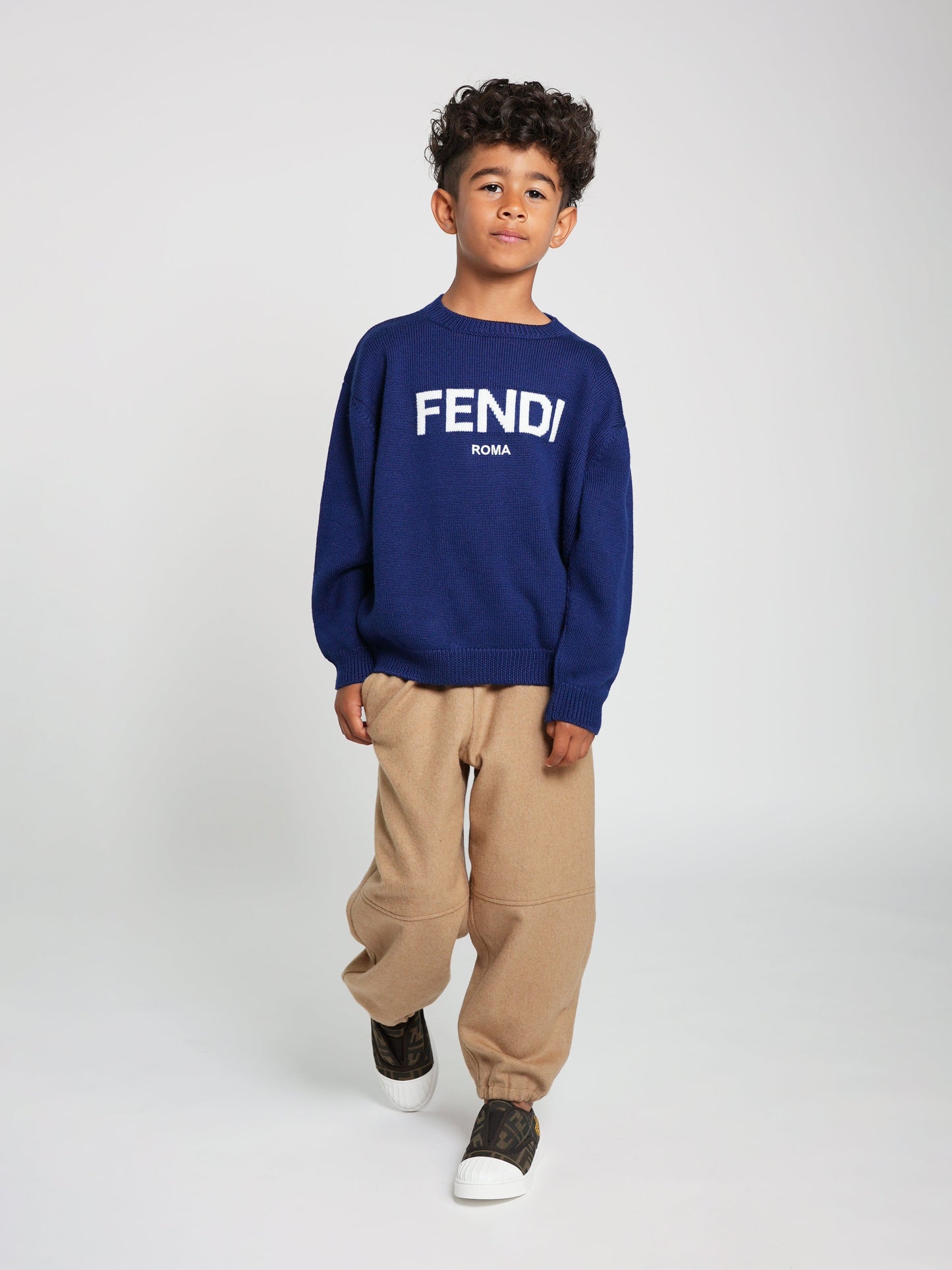 Fendi 儿童羊毛针织套衫(海军蓝)