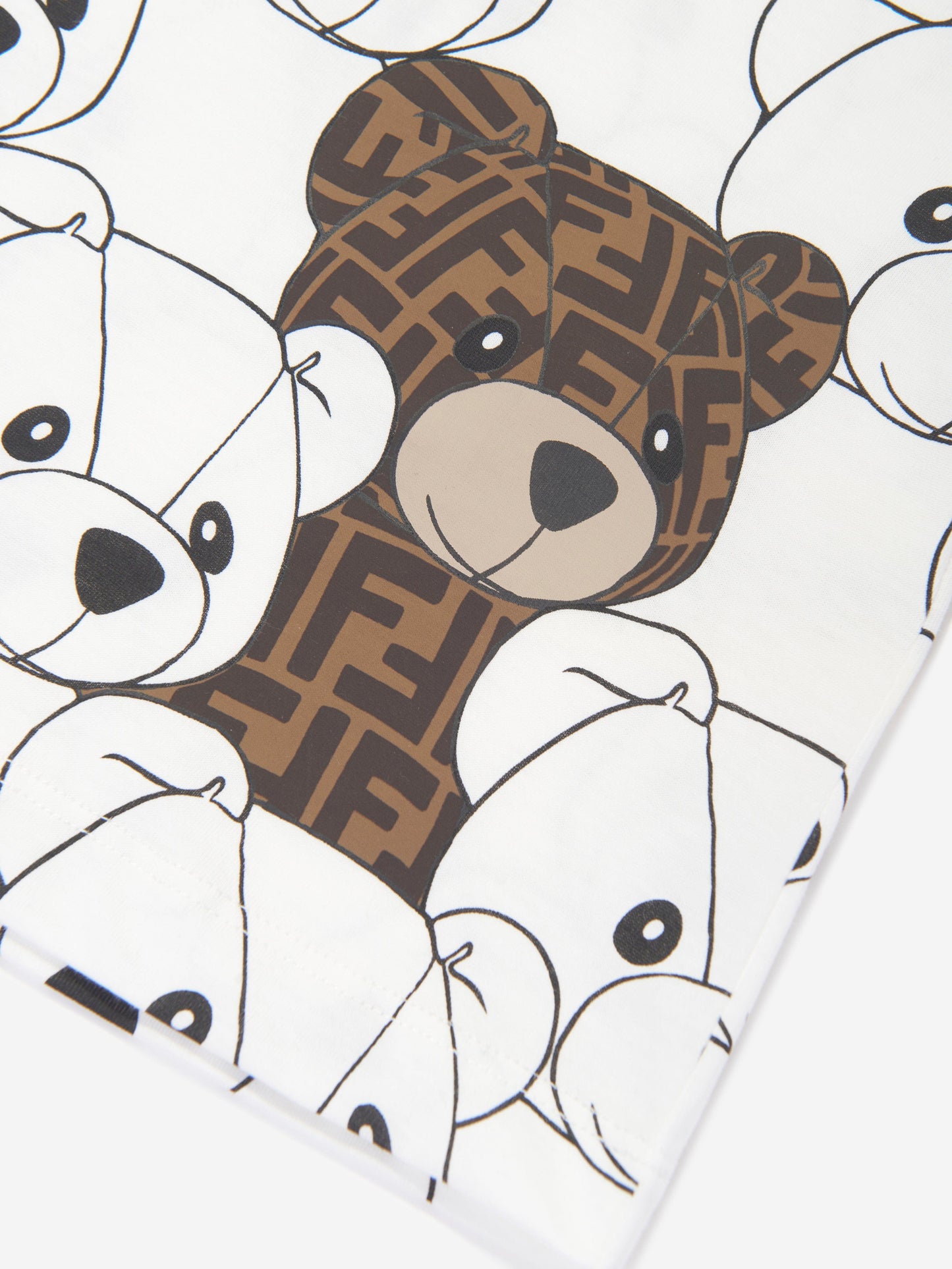 Fendi Kids FF 泰迪熊 T 恤(白色)