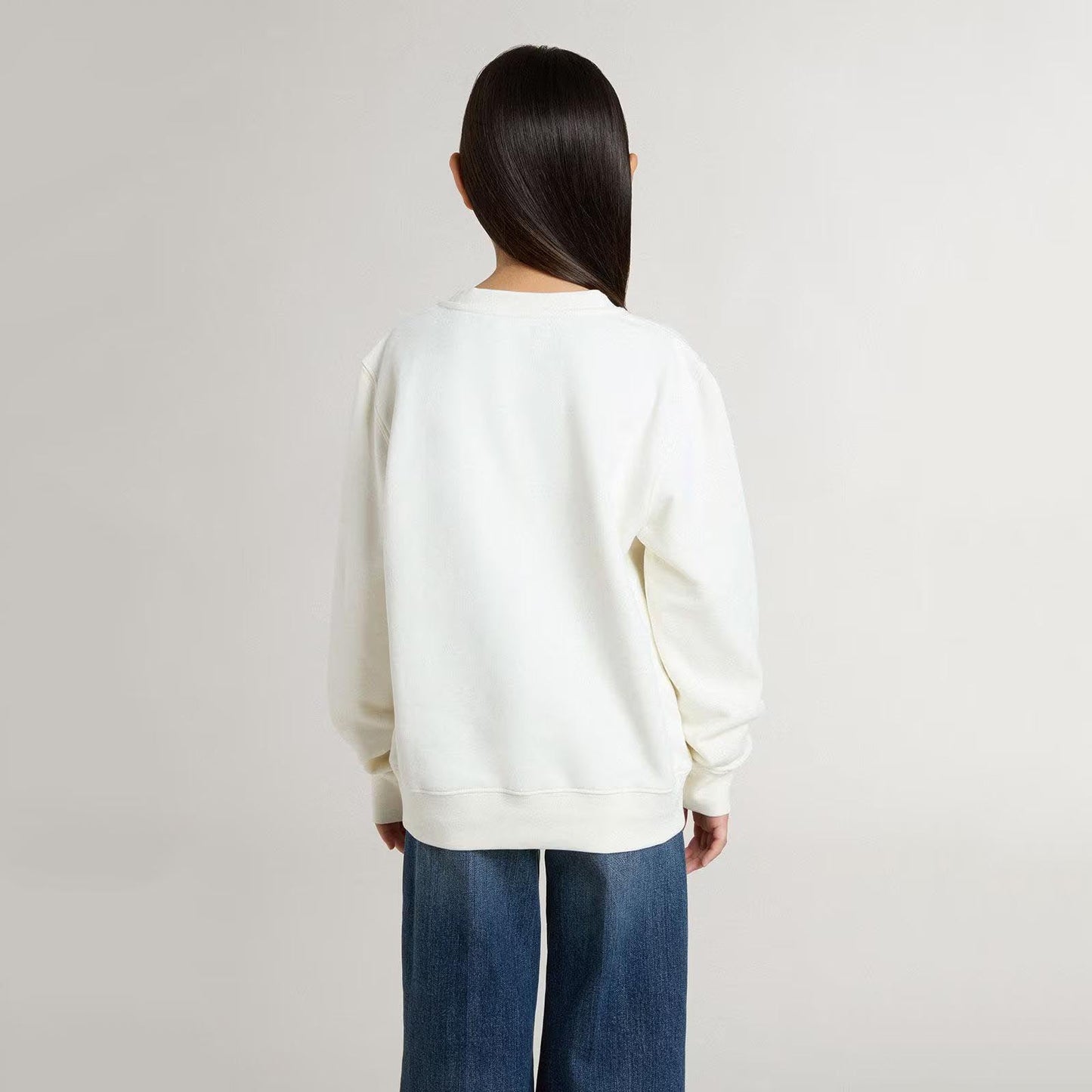 女童白色Logo棉卫衣
