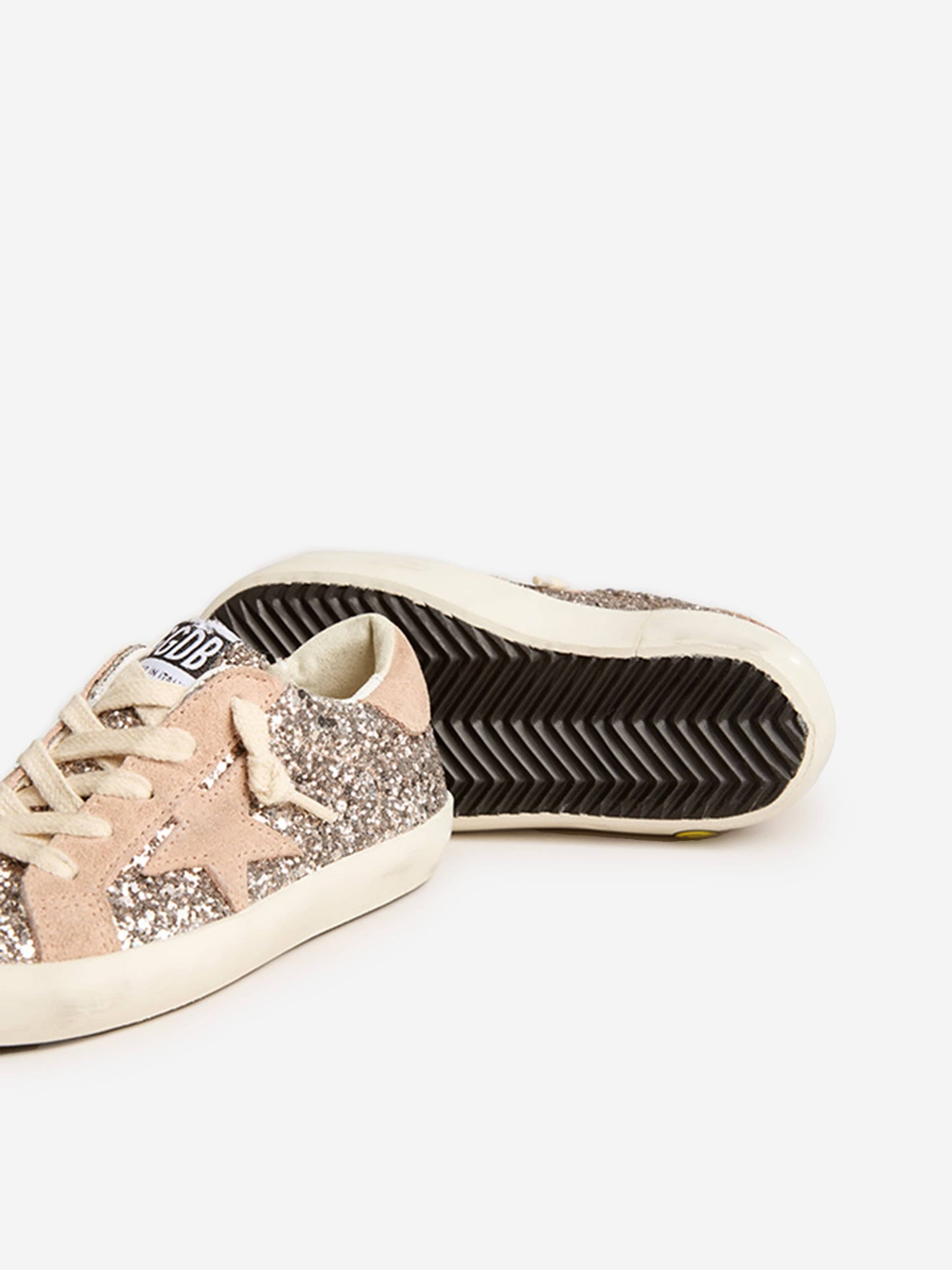 Golden Goose Girls Super Star 银色闪光运动鞋