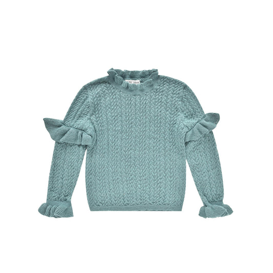 女童蓝色针织毛衣