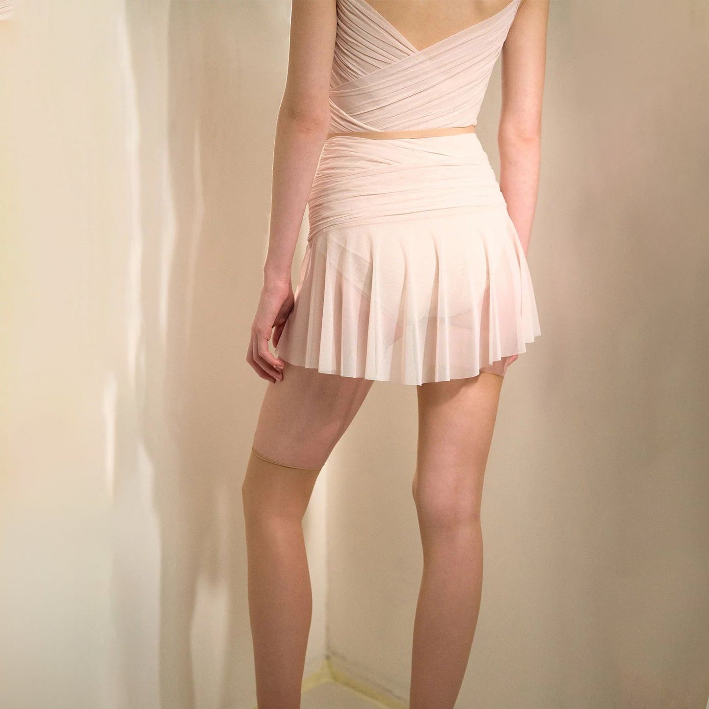 女士珍珠粉"GRÈS"芭蕾舞薄纱短裙(253SK63DO/pearl blush)