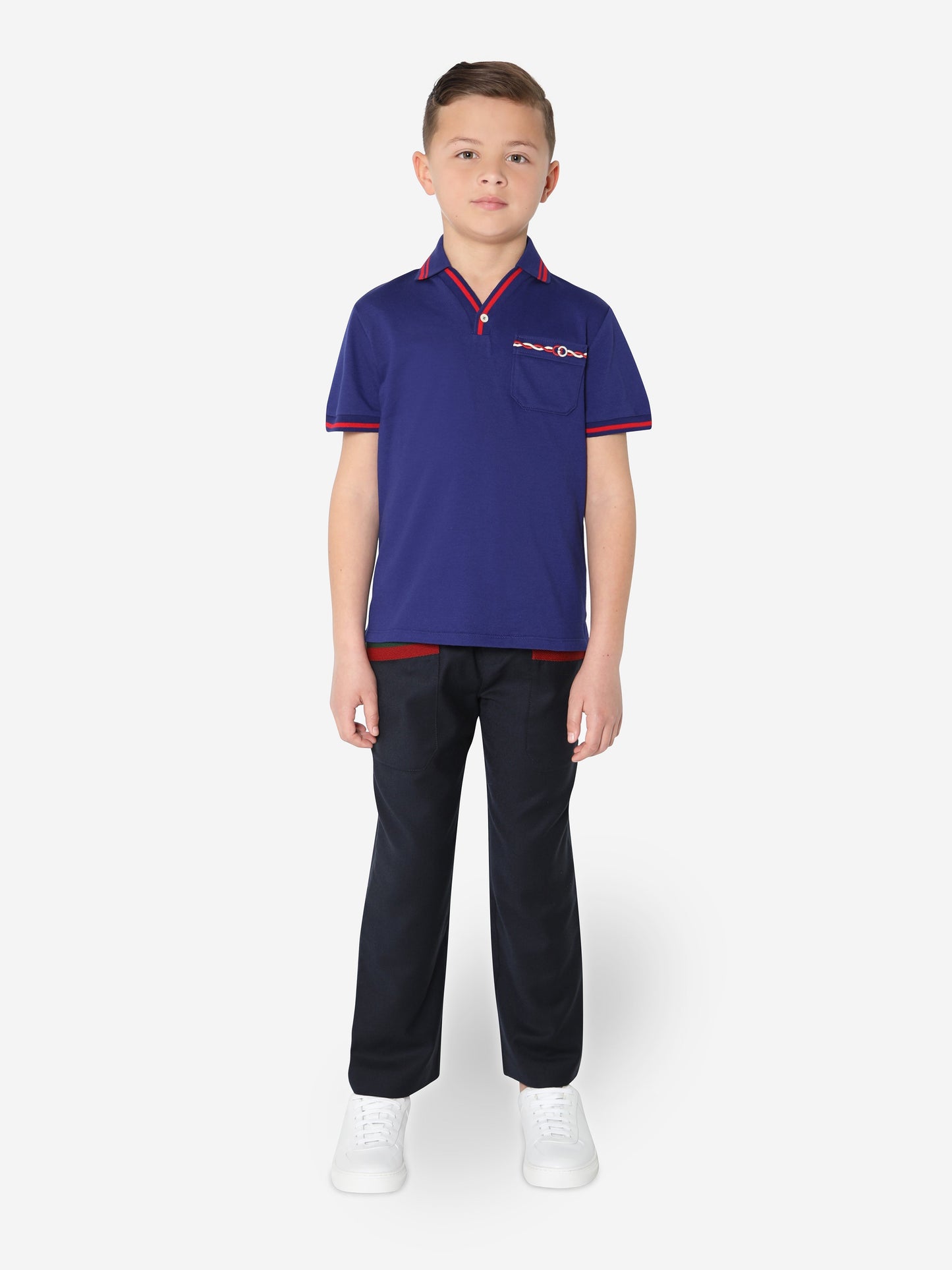 男童海军蓝口袋 Polo 衫