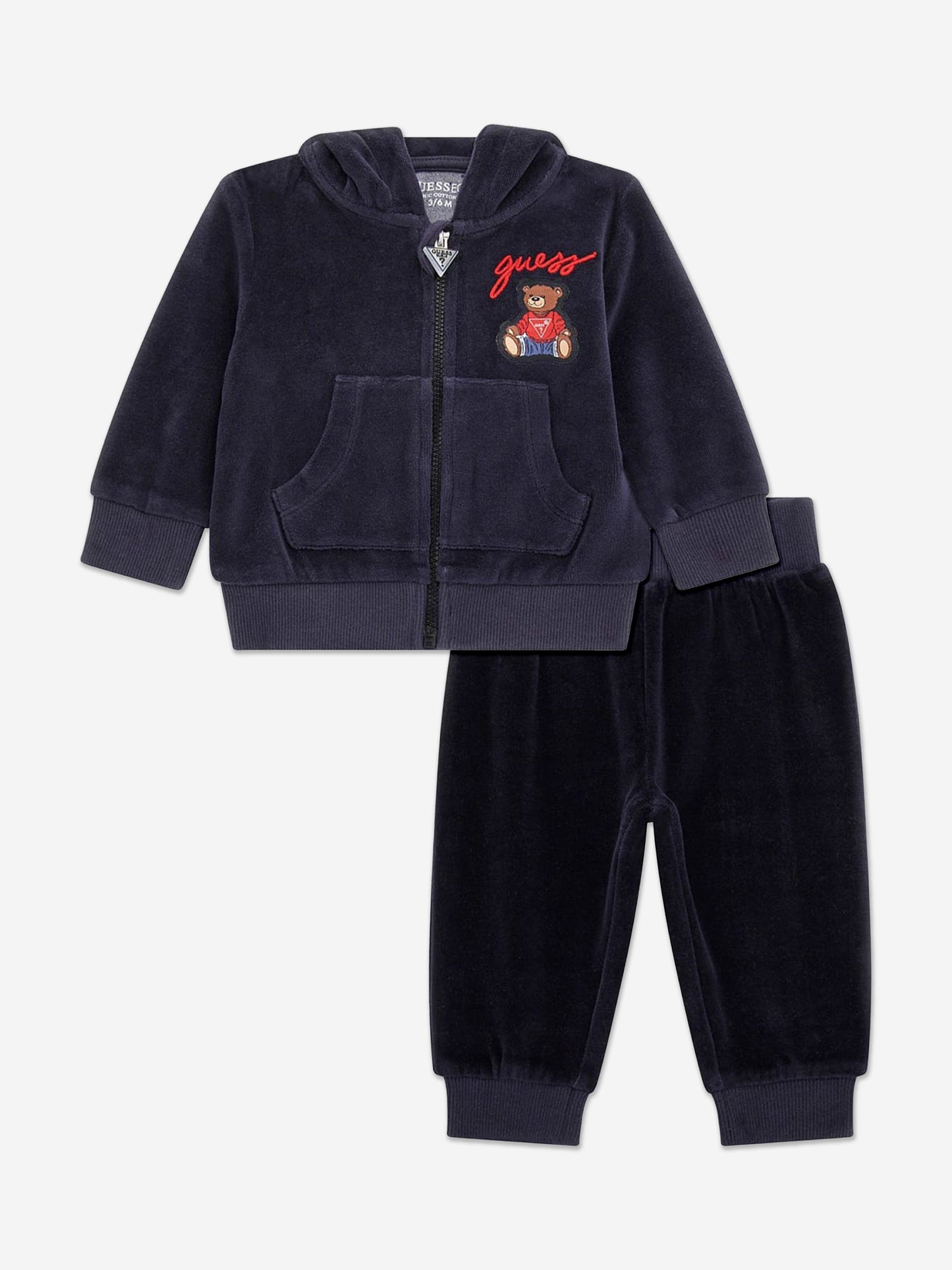 男婴蓝色泰迪熊徽标运动服