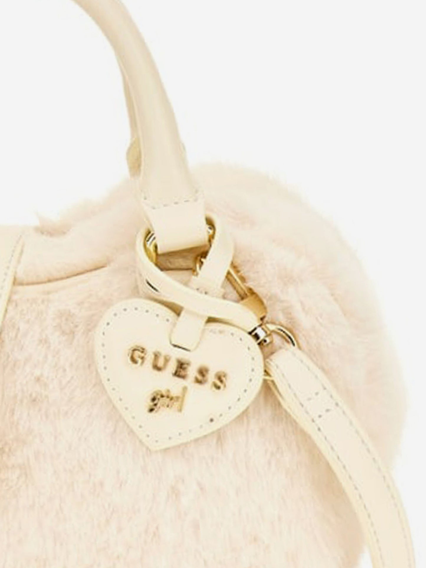 Guess Girls 象牙色毛绒爱心包(19 厘米)
