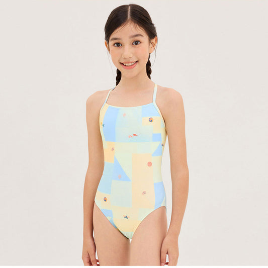 女童彩色专业泳衣