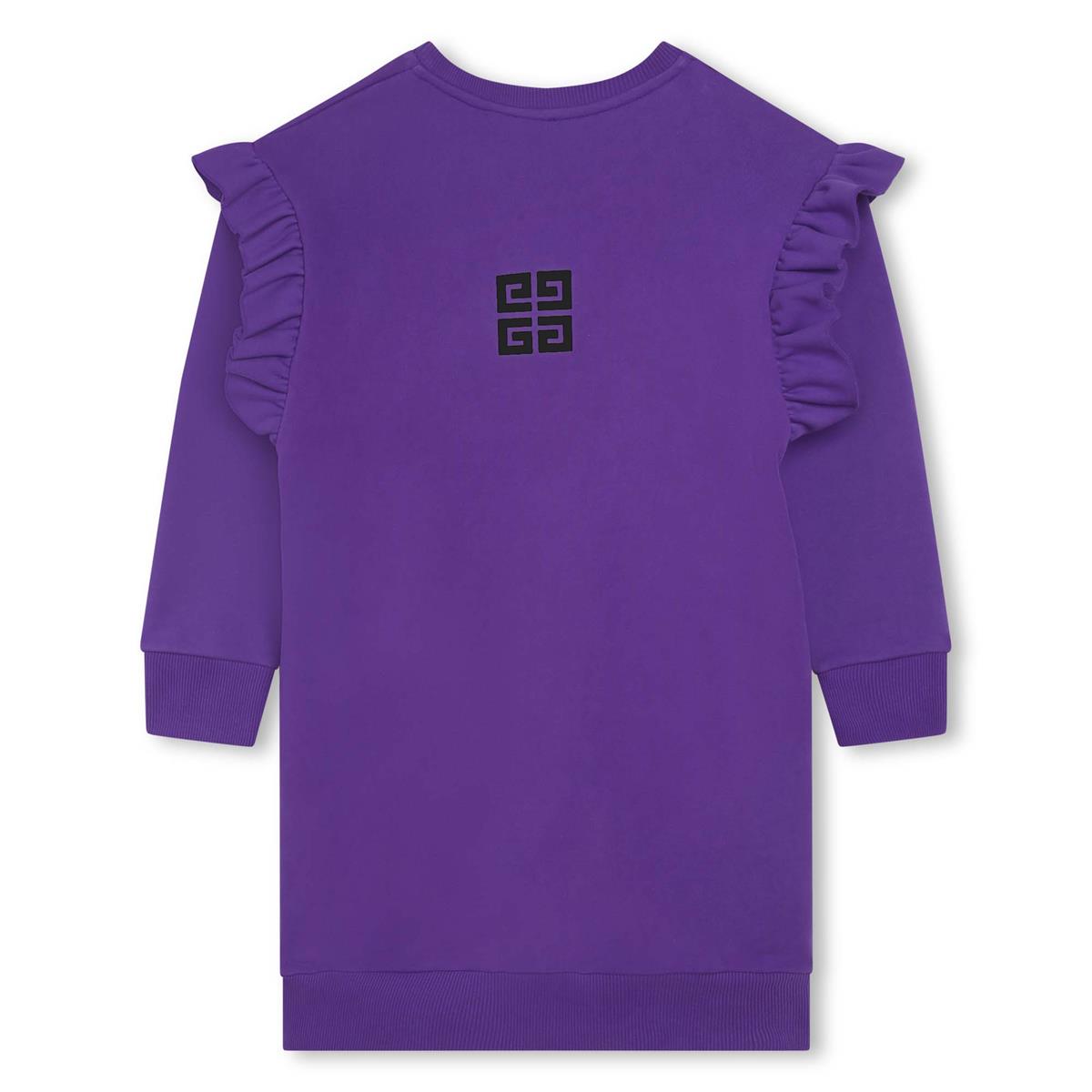 女童紫色Logo棉连衣裙
