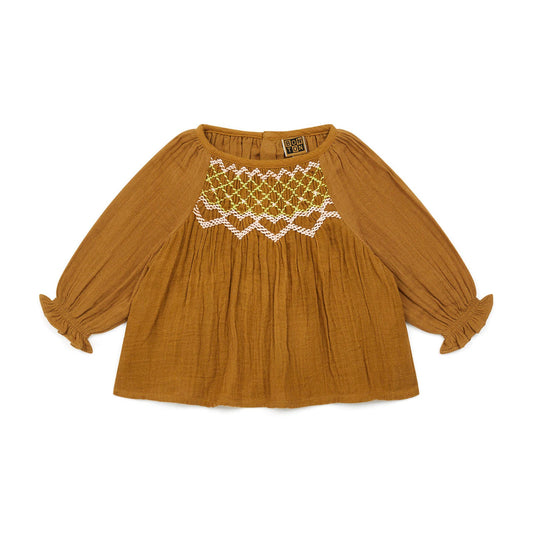 女婴焦糖色棉衬衫