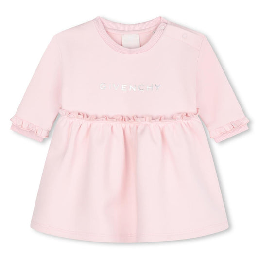 女婴粉色棉连衣裙