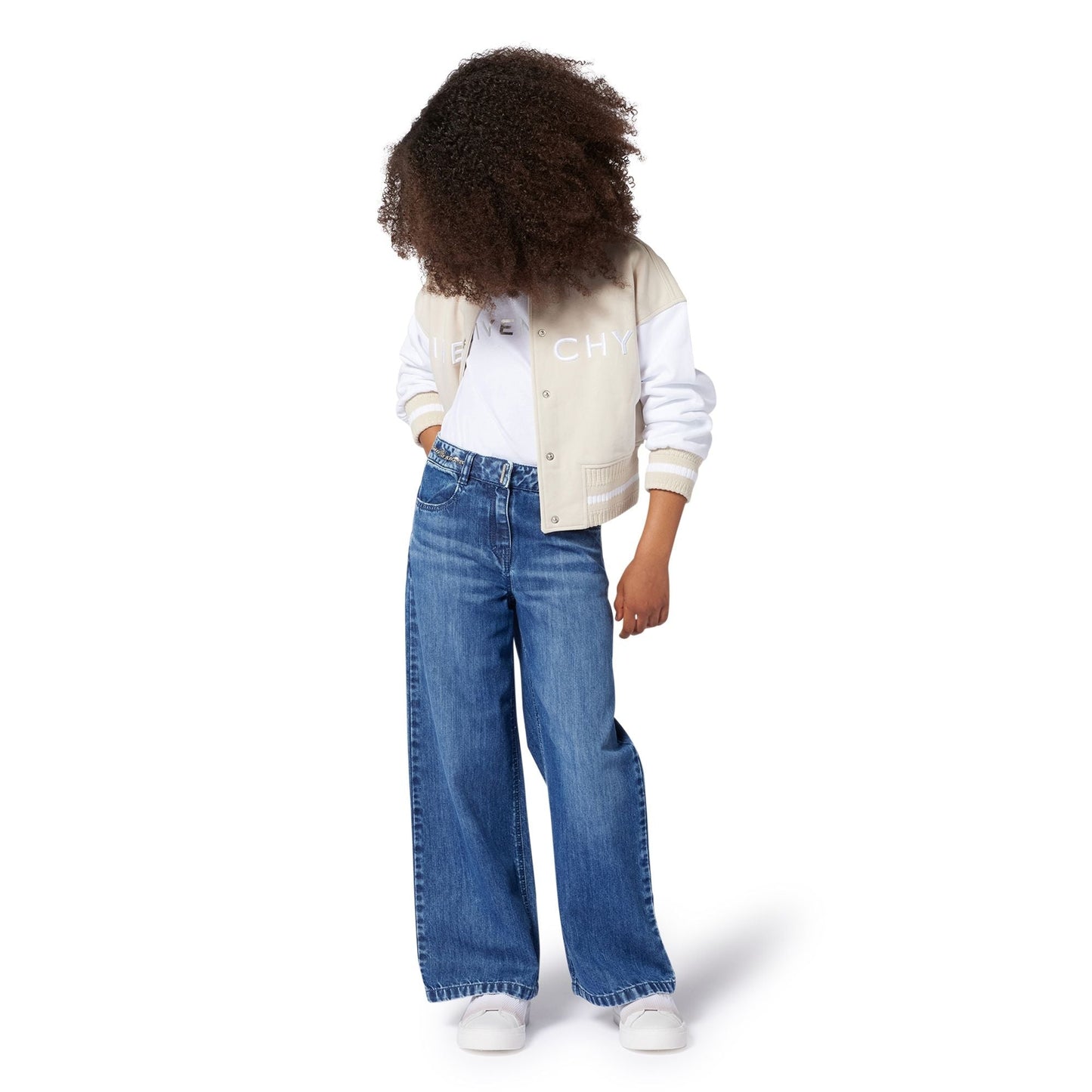 女童米色Logo棒球服夹克