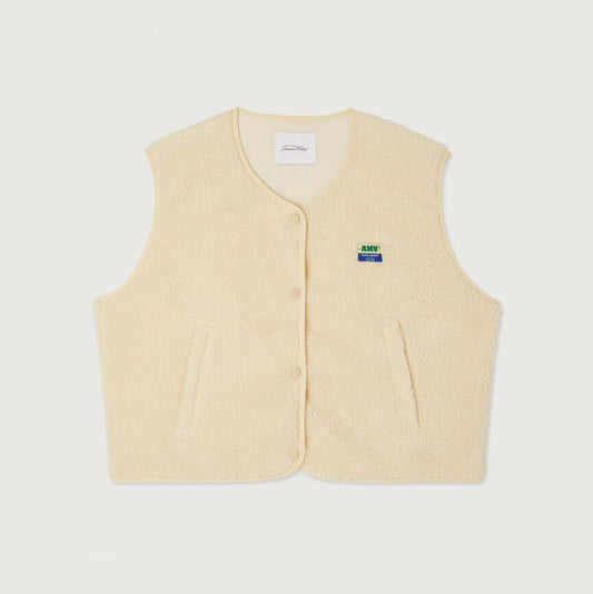 女士白色Sherpa抓绒马甲