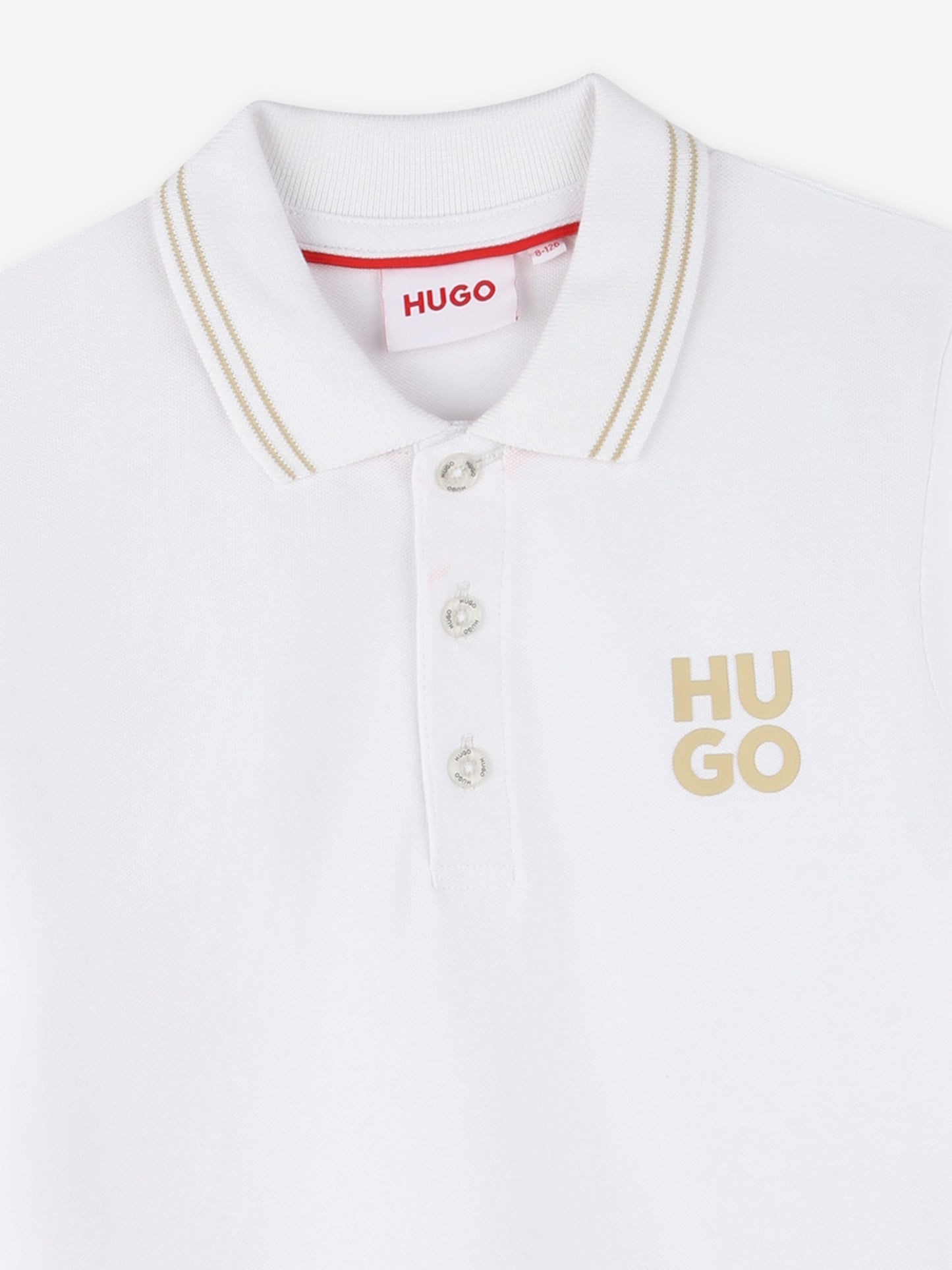 Hugo Boys 白色徽标印花 Polo 衫