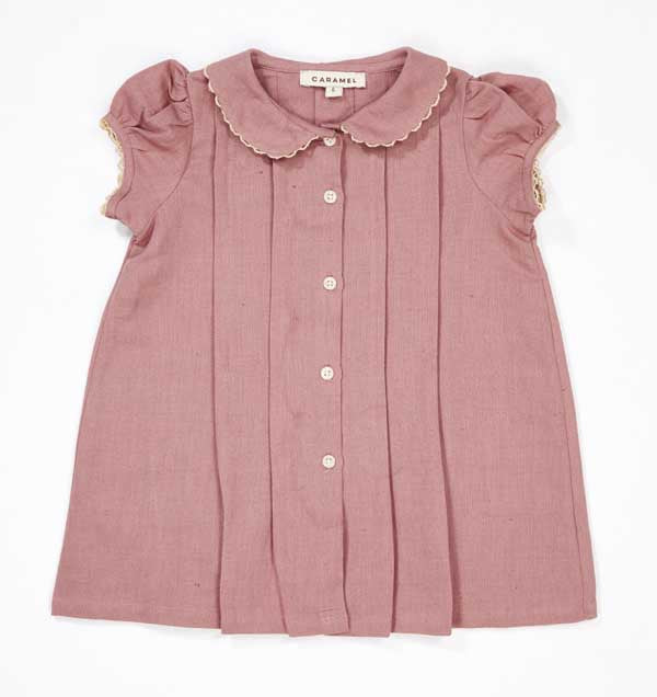 女婴砖红色亚麻连衣裙