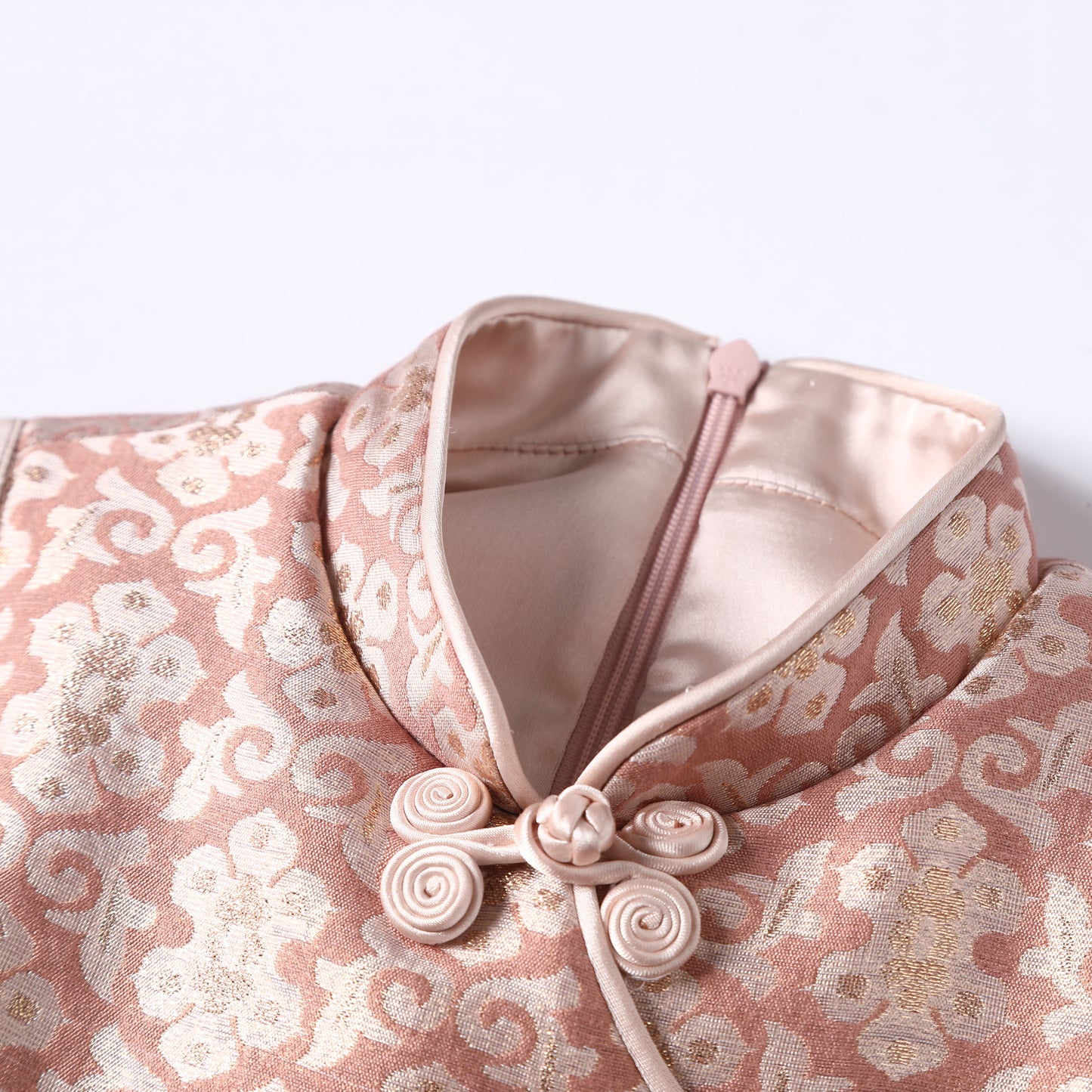 女童粉色新春无袖加绒礼服裙