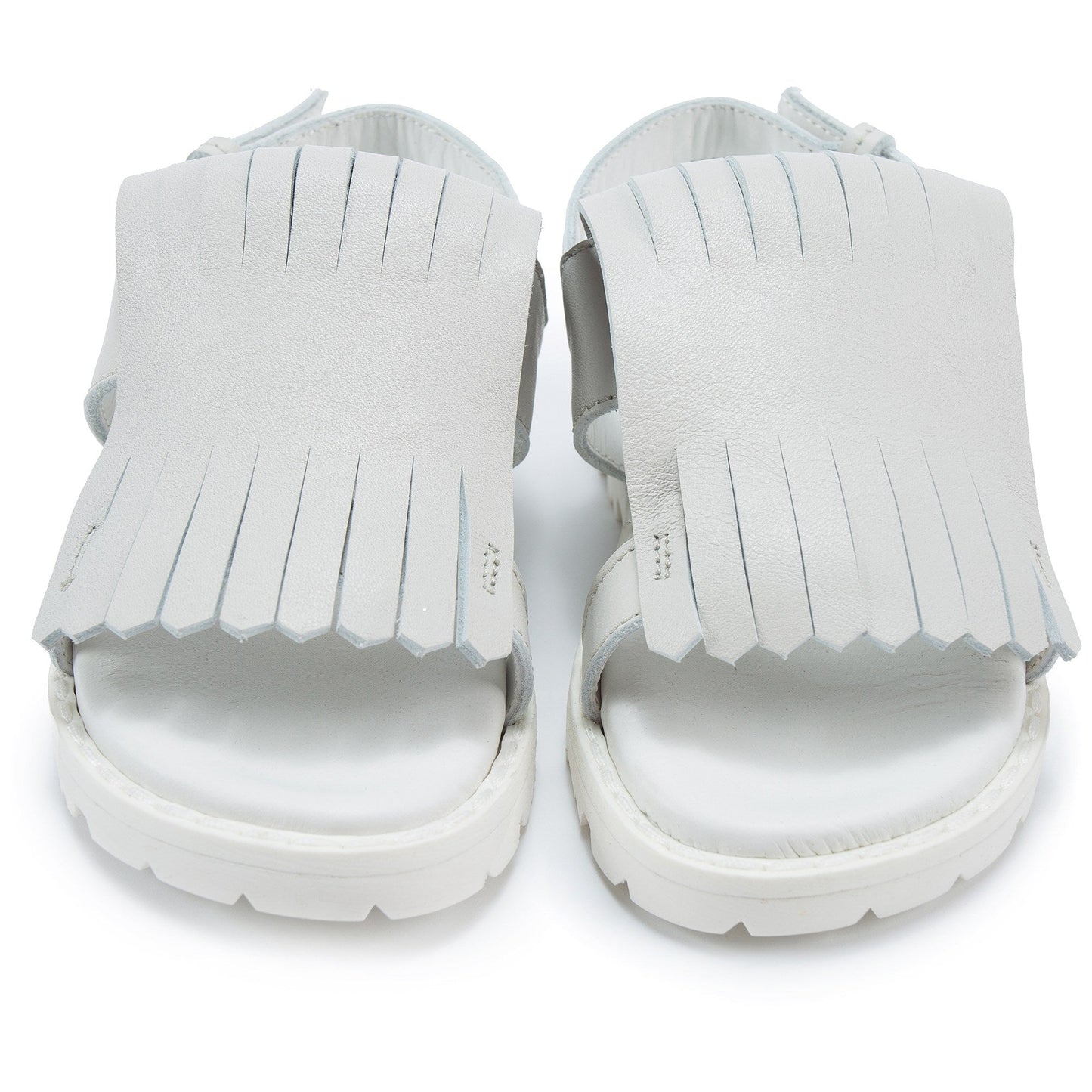 Girls White Leather Sandals