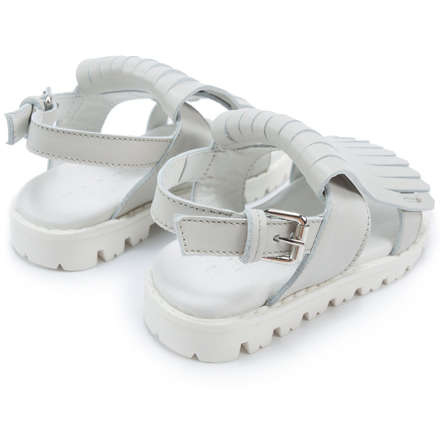 Girls White Leather Sandals