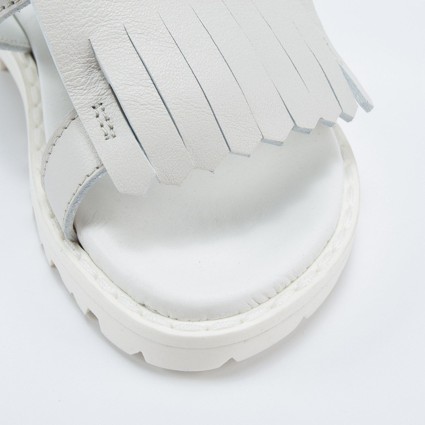 Girls White Leather Sandals