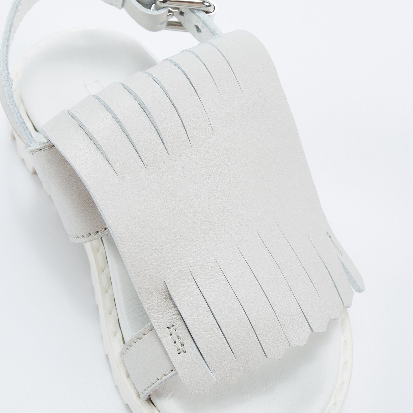 Girls White Leather Sandals