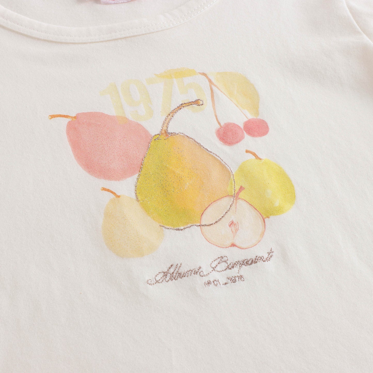 女童象牙白印花棉T恤