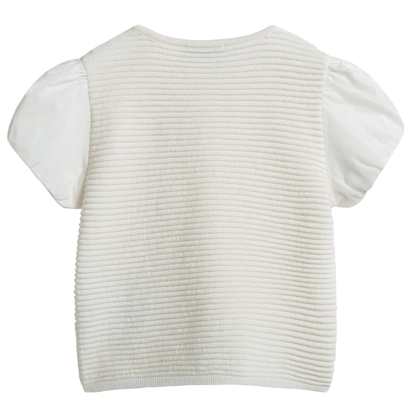Girls White Striped Knitted Sleeveless Cardigan