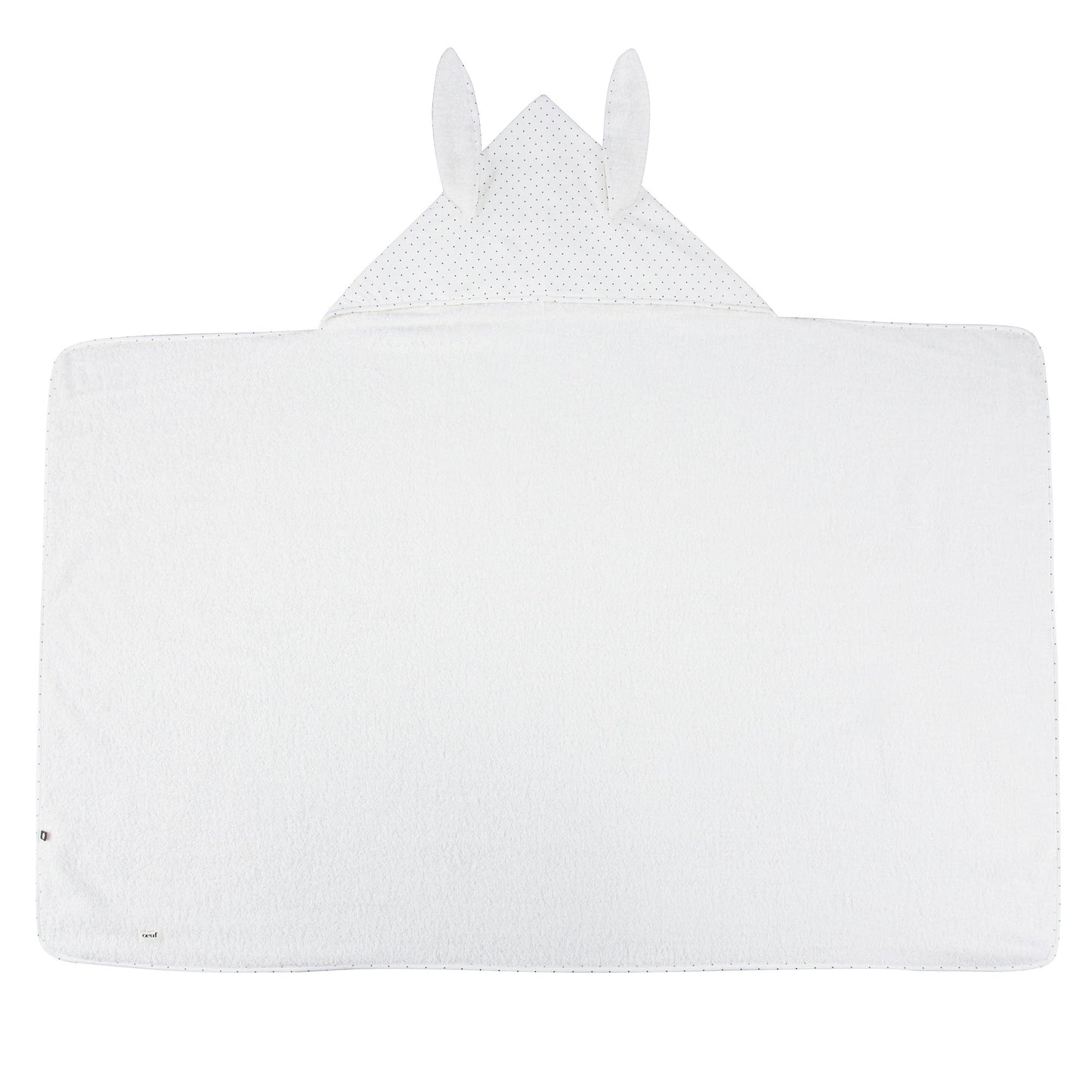 Girls White & Indigo Dots Cotton Toddler Hooded Towel