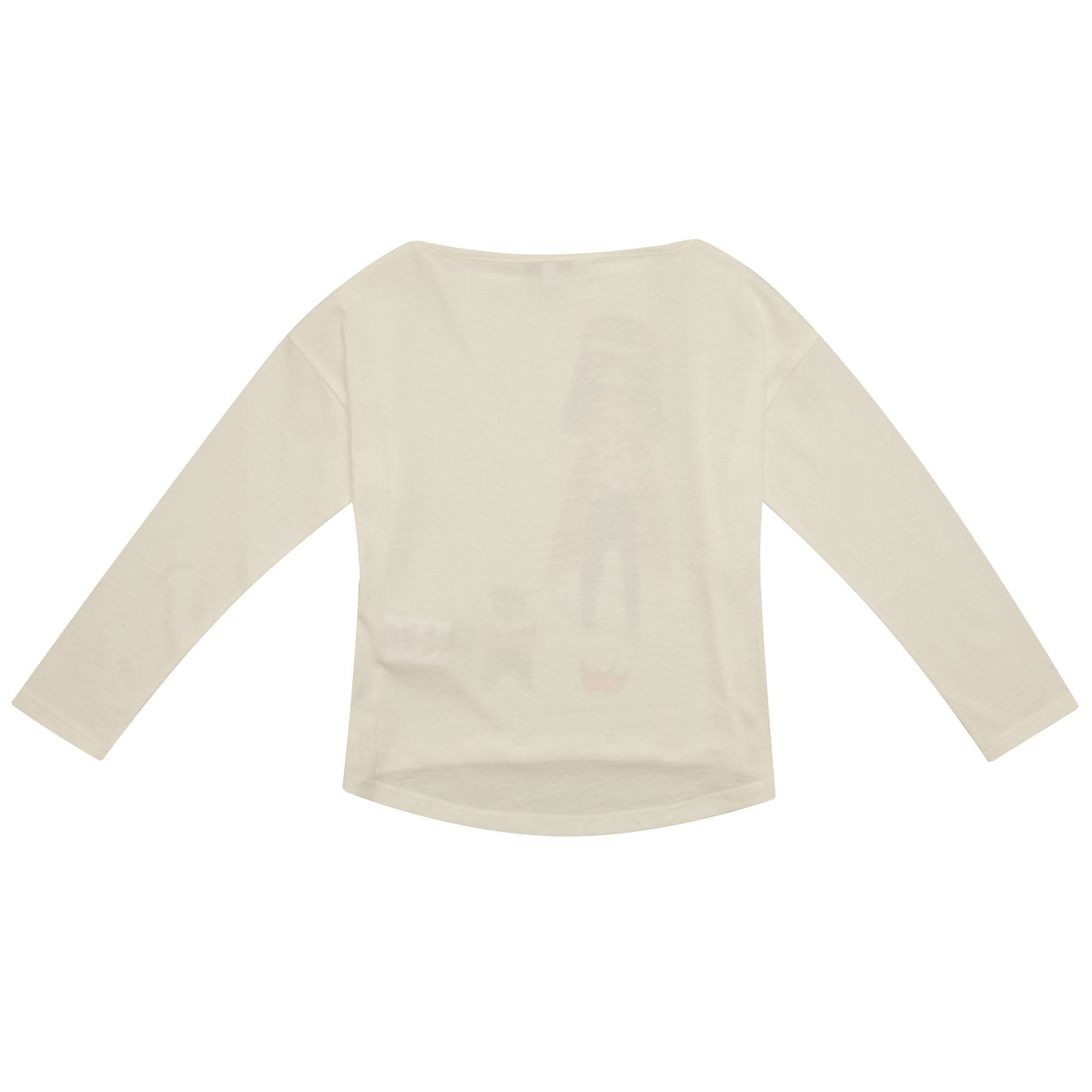 Girls White Fancy Printed Trims Cotton T-Shirt