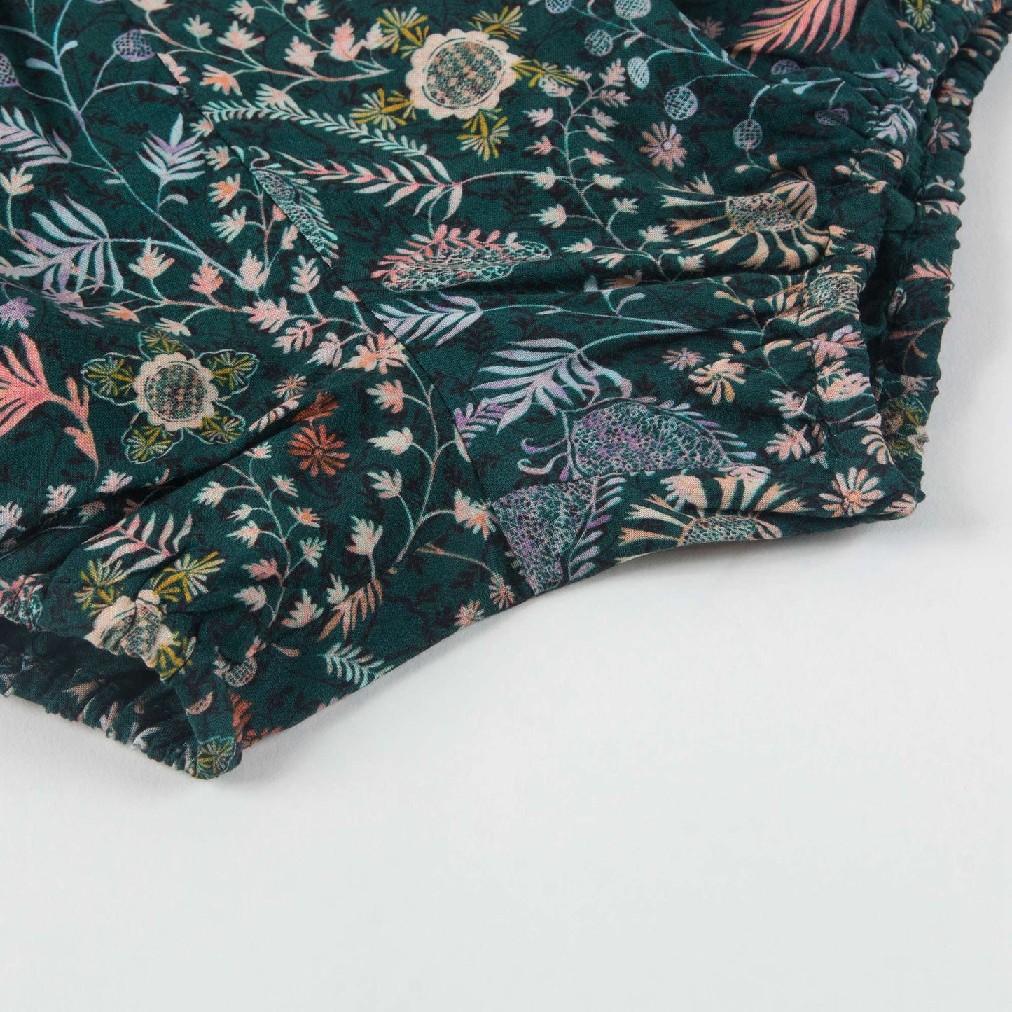 Baby Girls Dark Green Printed Shorts
