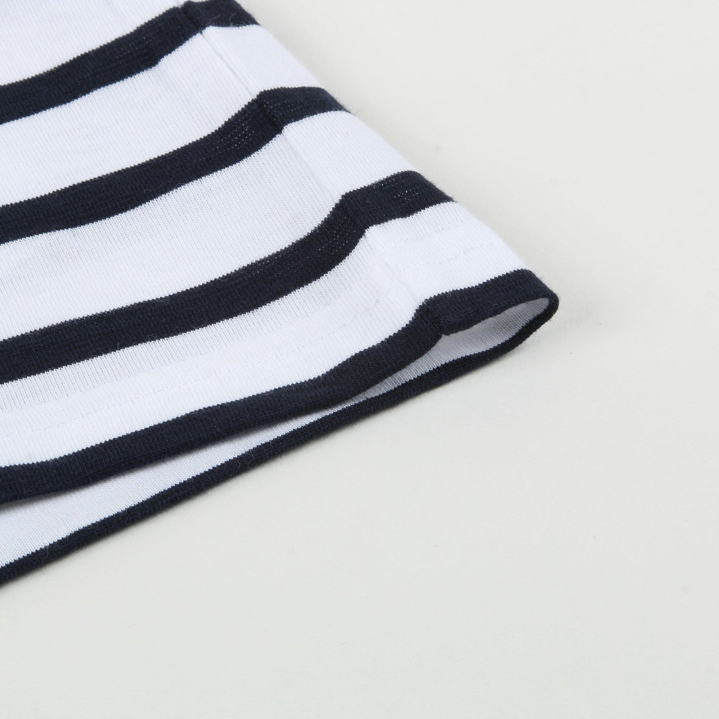 Boys White & Black Striped Cotton T-Shirt