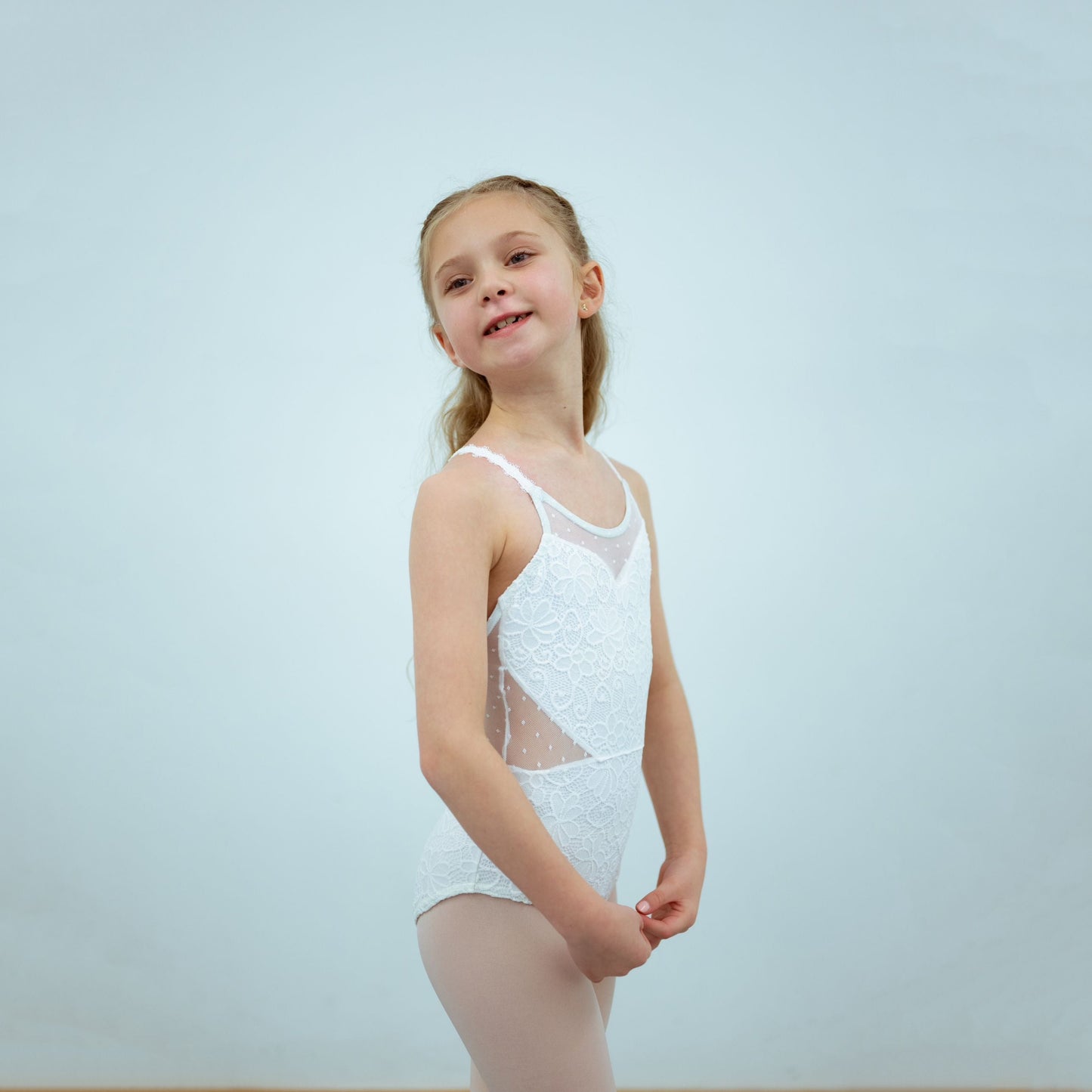 女童白色芭蕾舞连体衣(1724/White)