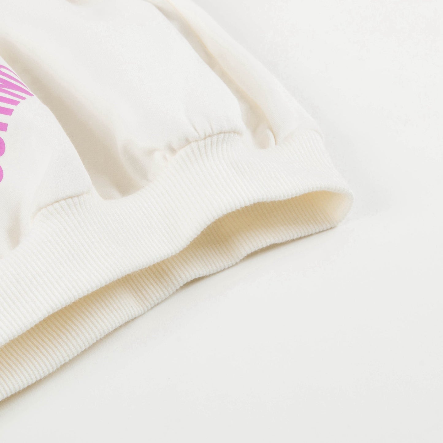 Girls White Cotton Printed Plush Sweater