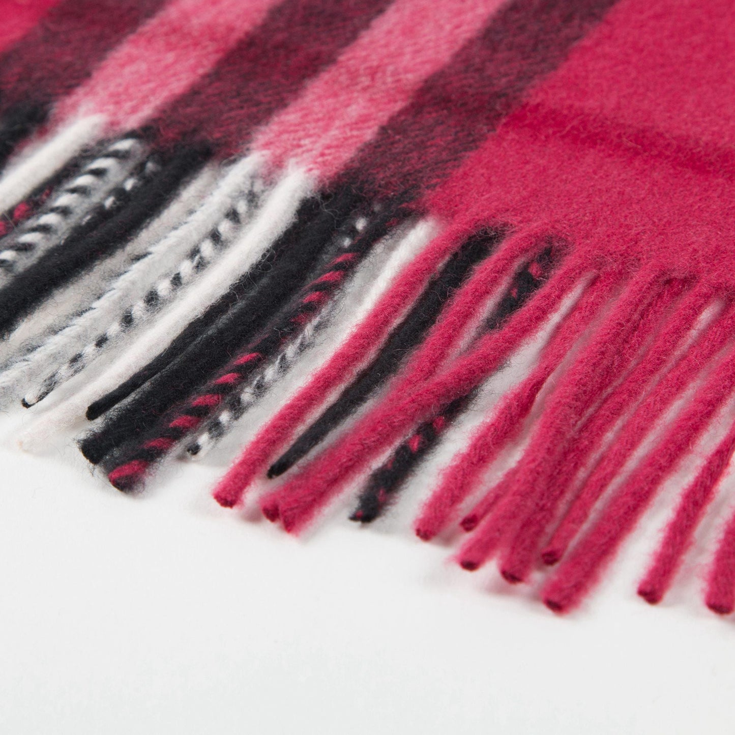 Girls Fuchsia Pink Check Wool Scarves