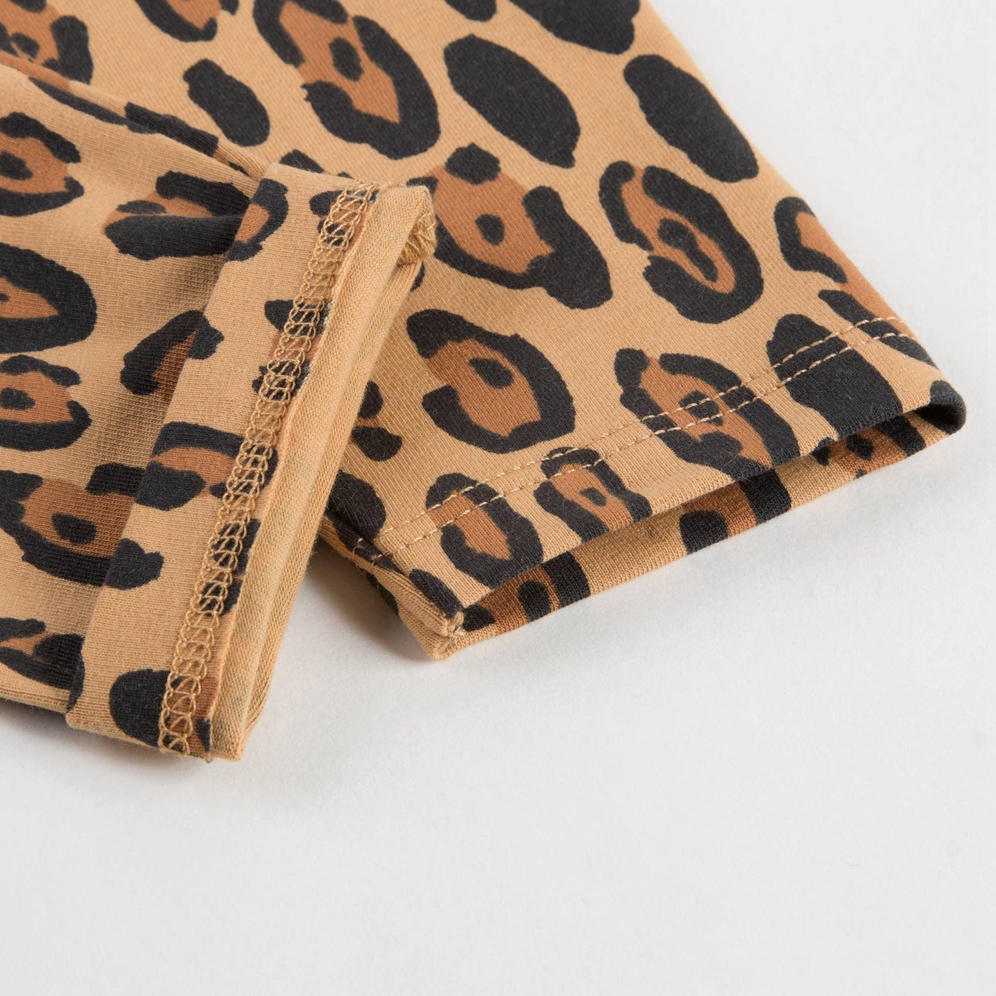 Girls Beige Basic Leopard Leggings