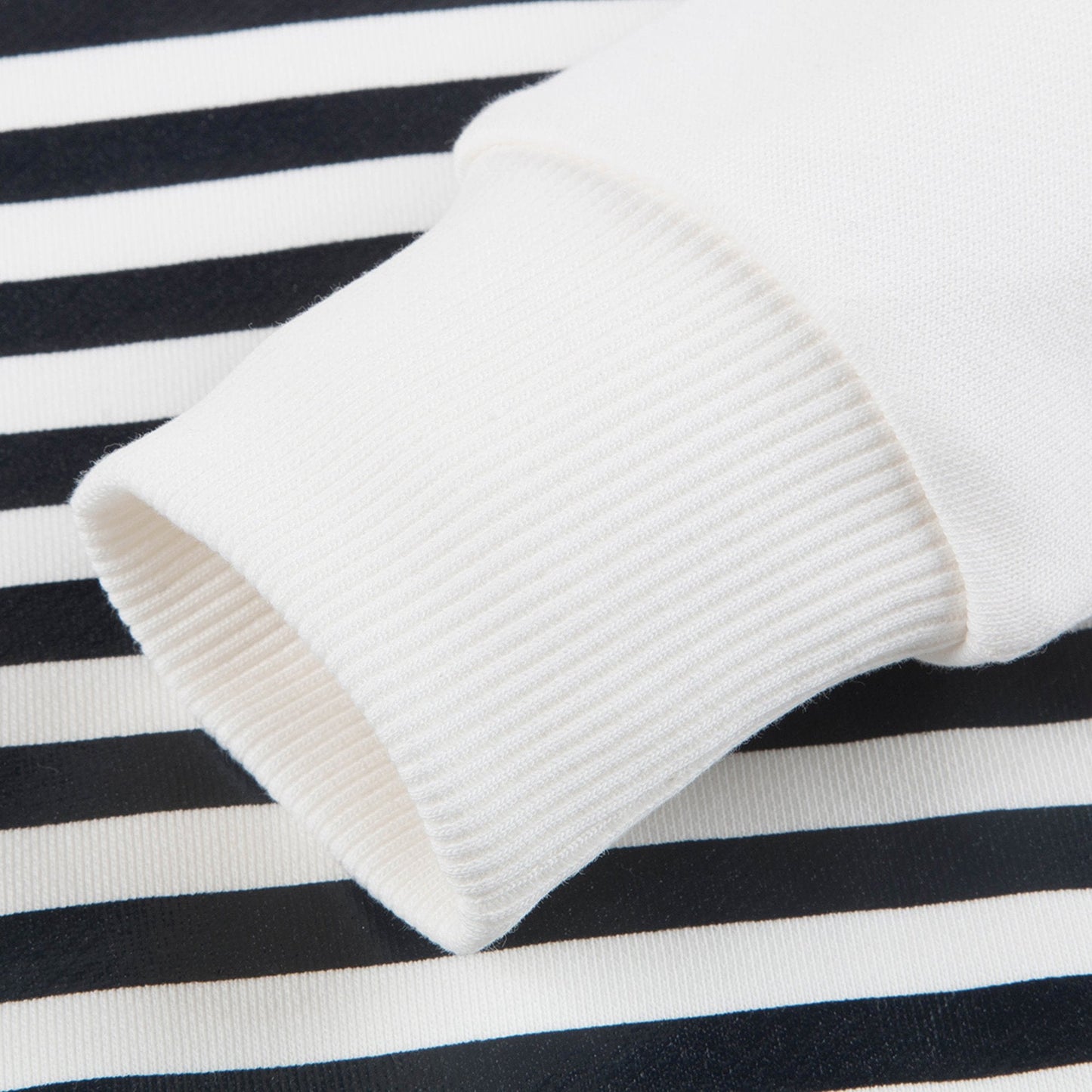 Girls White & Black Striped Sweatshirt
