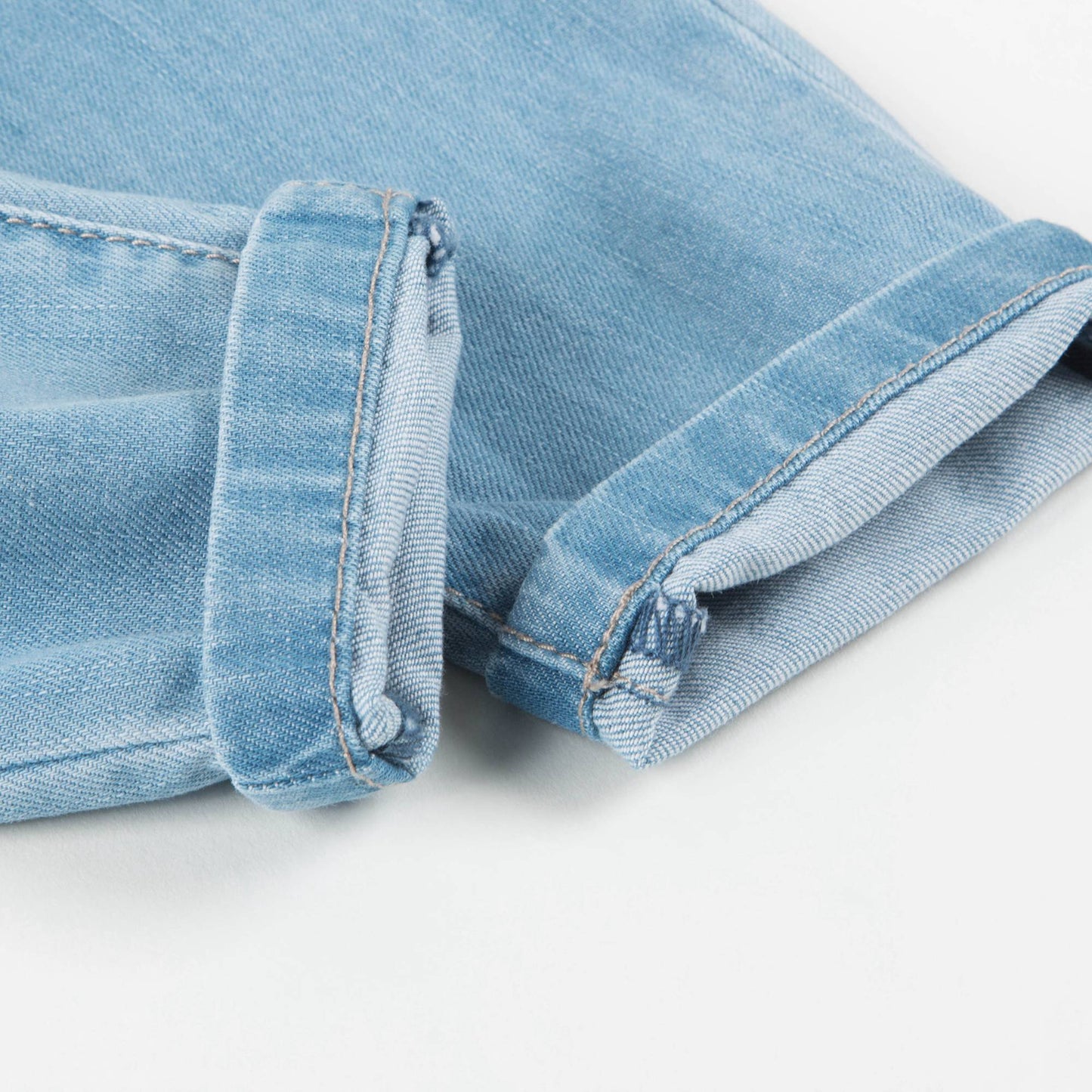 Girls Light Blue Cotton Denim Pantalon