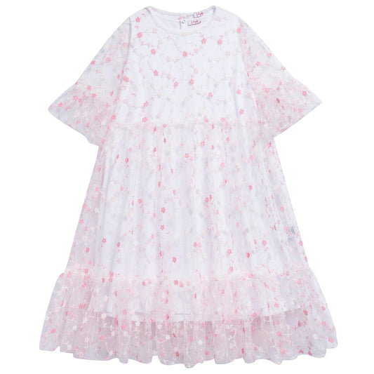 女童粉色棉连衣裙