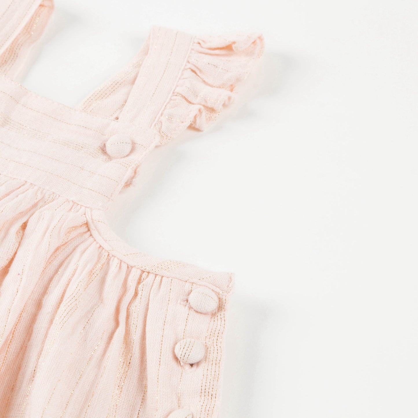Girls Light Pink "Gold Lurex Stripes" Dress
