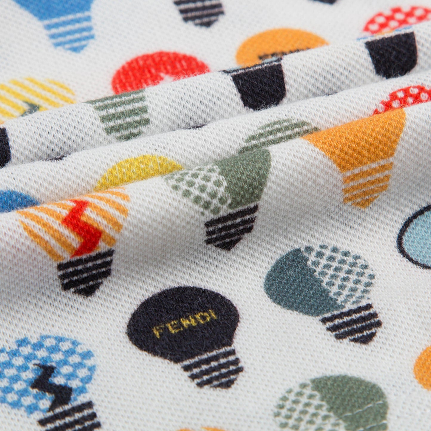 Boys Blue Polo Shirt With Multicolor Lightbulb Print