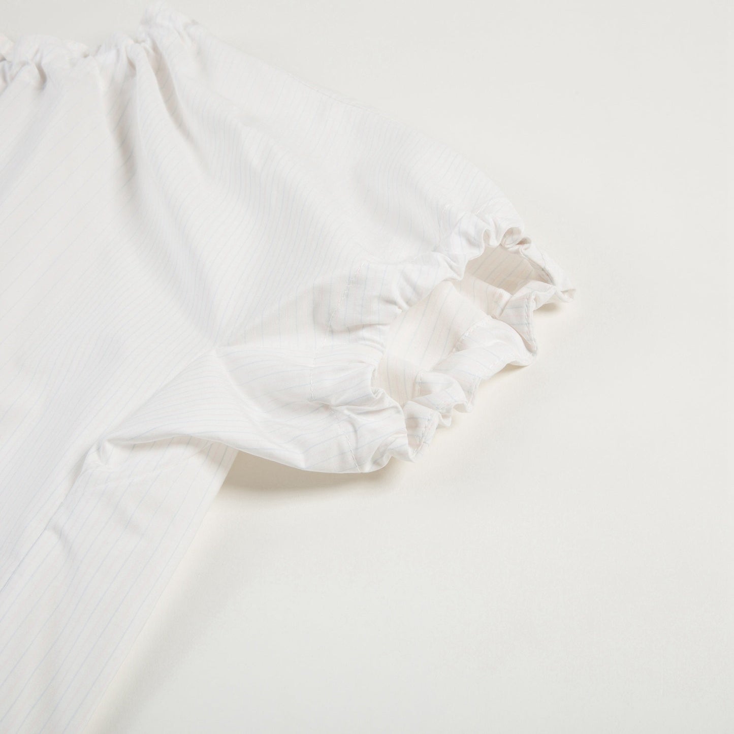 Girls White Striped Cotton T-shirt