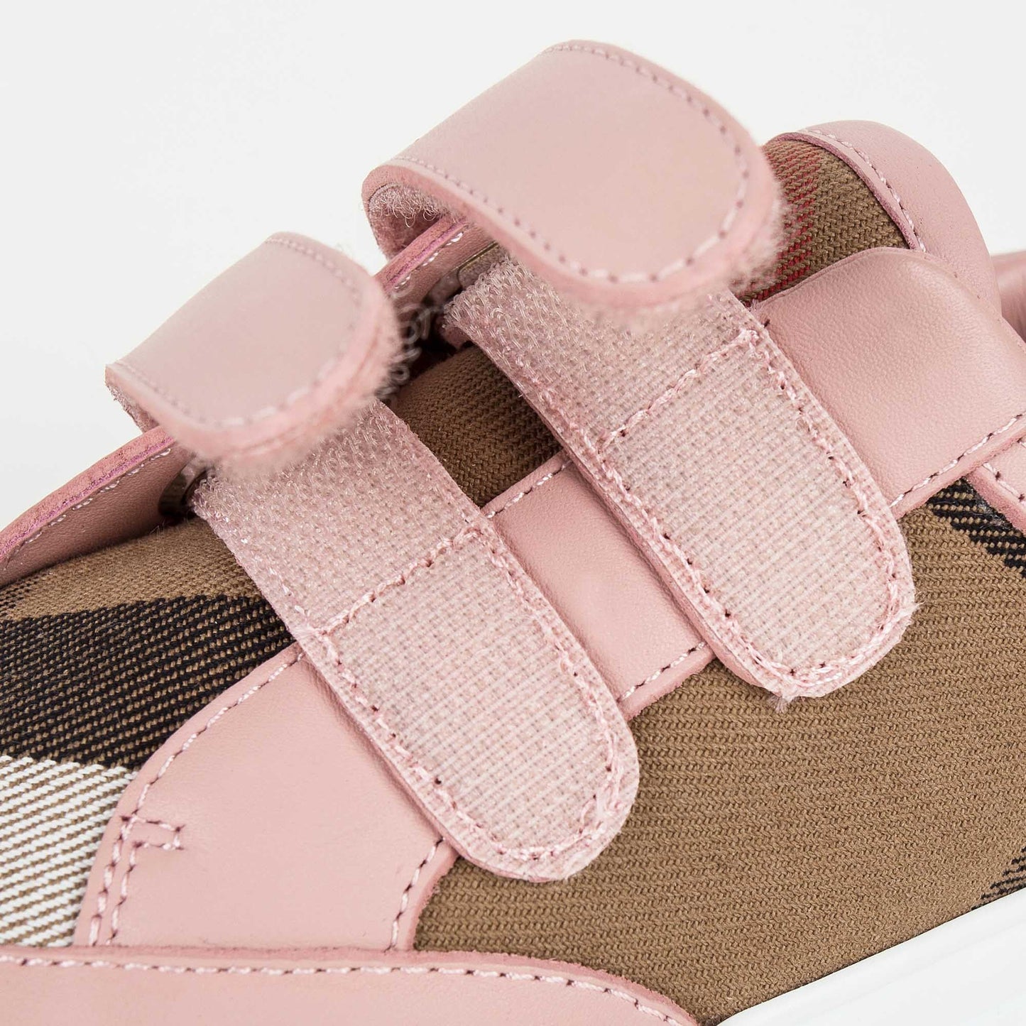 Girls Pink & Beige Check 'Mini Heacham' Trainers
