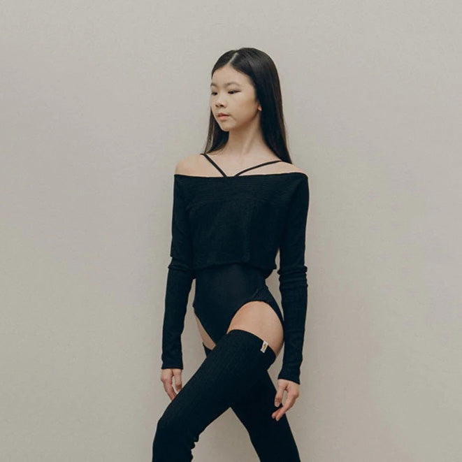 女童黑色芭蕾舞上衣(Ink - Kids Vika Top)