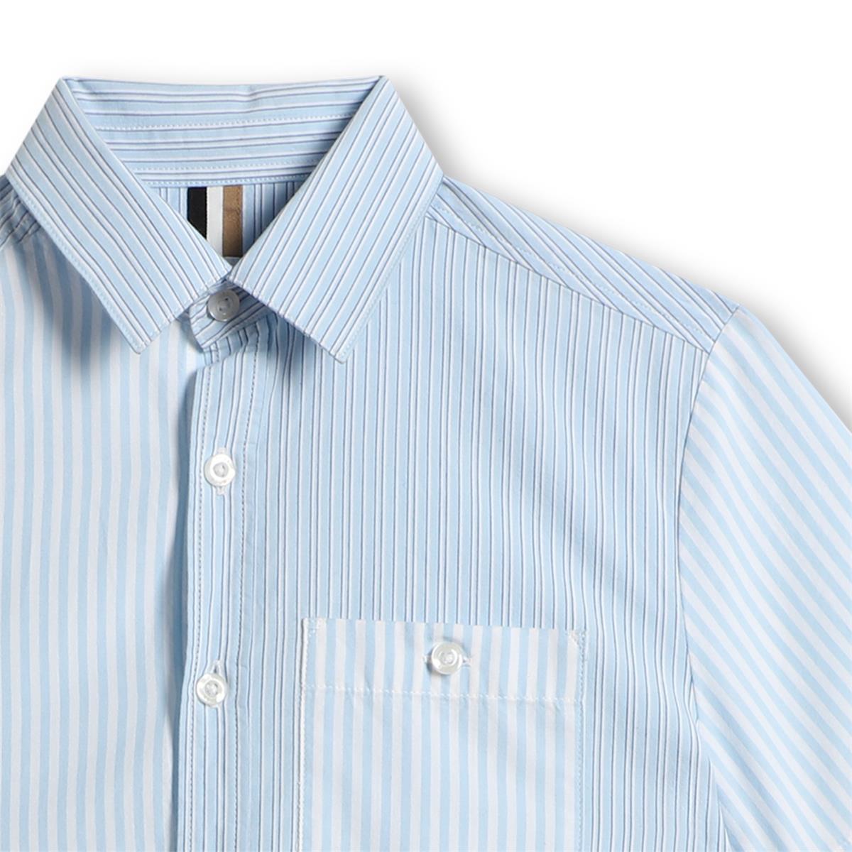 男童浅蓝色条纹棉衬衫