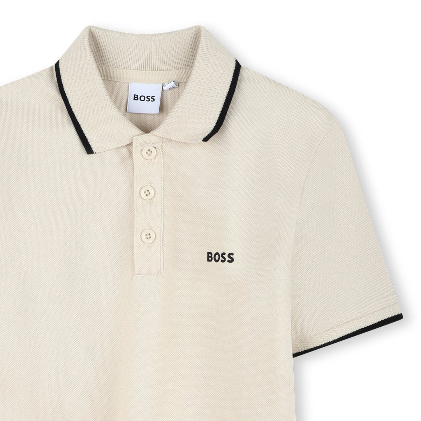 男童香草色Logo棉Polo衫